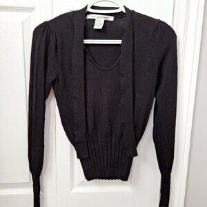 Diane von Furstenberg Black 100% Merino Wool Knit Sweater